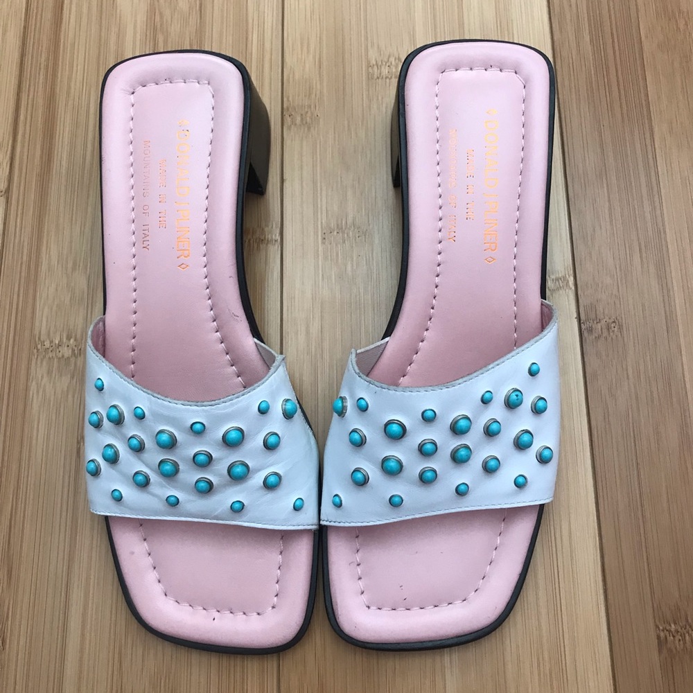 Pink and Blue Donald J Pliner slip on sandals